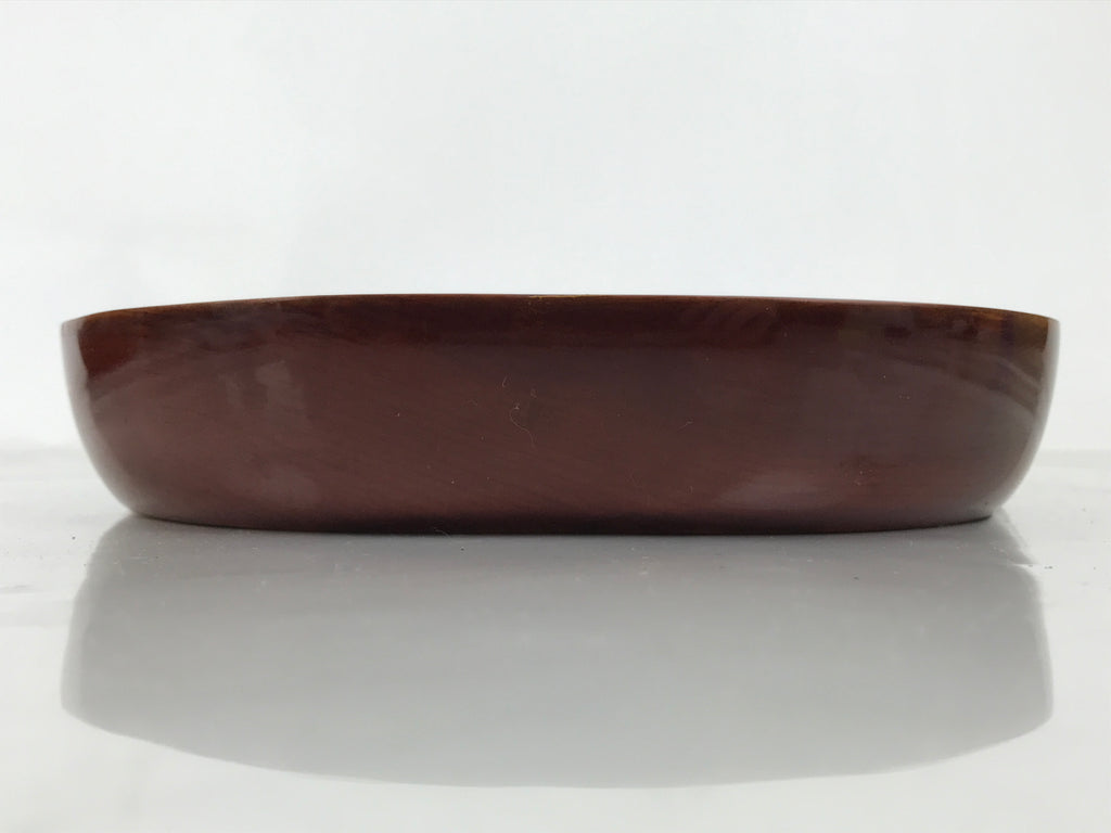 Japanese Lacquered Wood Serving Tray Vtg Hida Shunkei Plum Blossom Brown LWB136