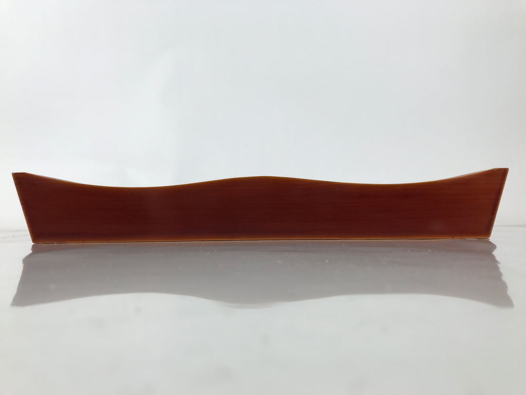 Japanese Lacquered Wood Serving Tray Vtg Hida Shunkei Rectangle Brown Wavy L488