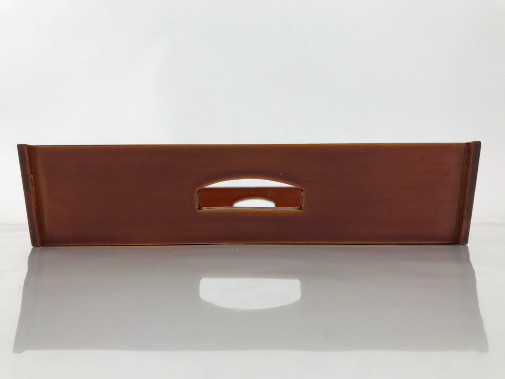 Japanese Lacquered Wood Serving Tray Vtg Hida Shunkei Rectangle Brown Wavy L488