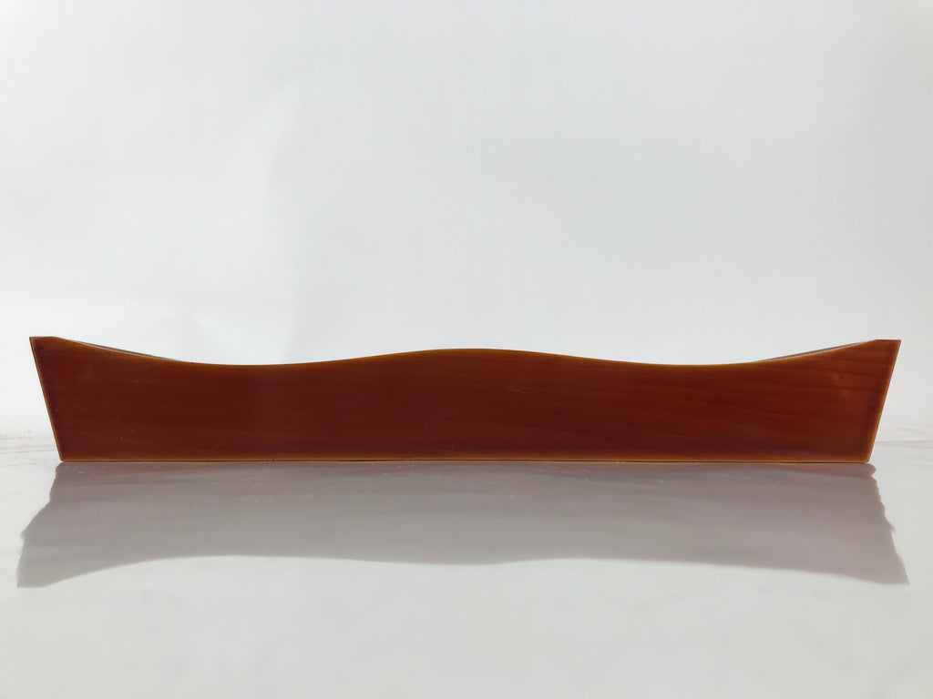 Japanese Lacquered Wood Serving Tray Vtg Hida Shunkei Rectangle Brown Wavy L488