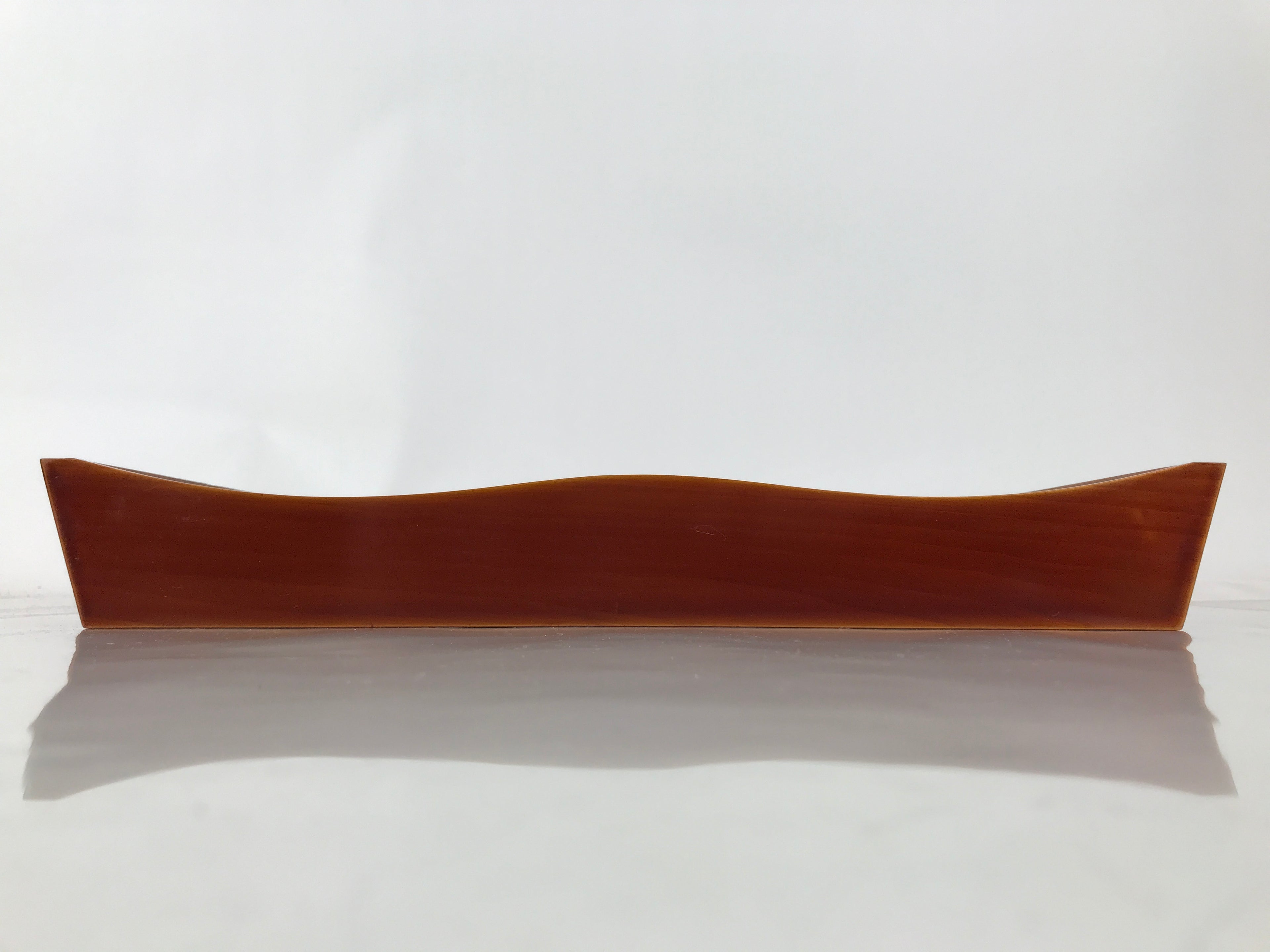Japanese Lacquered Wood Serving Tray Vtg Hida Shunkei Rectangle Brown Wavy L488