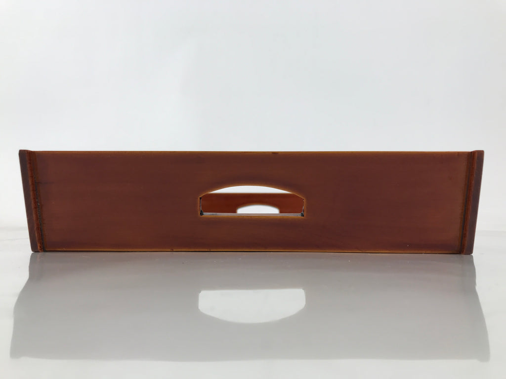 Japanese Lacquered Wood Serving Tray Vtg Hida Shunkei Rectangle Brown Wavy L488