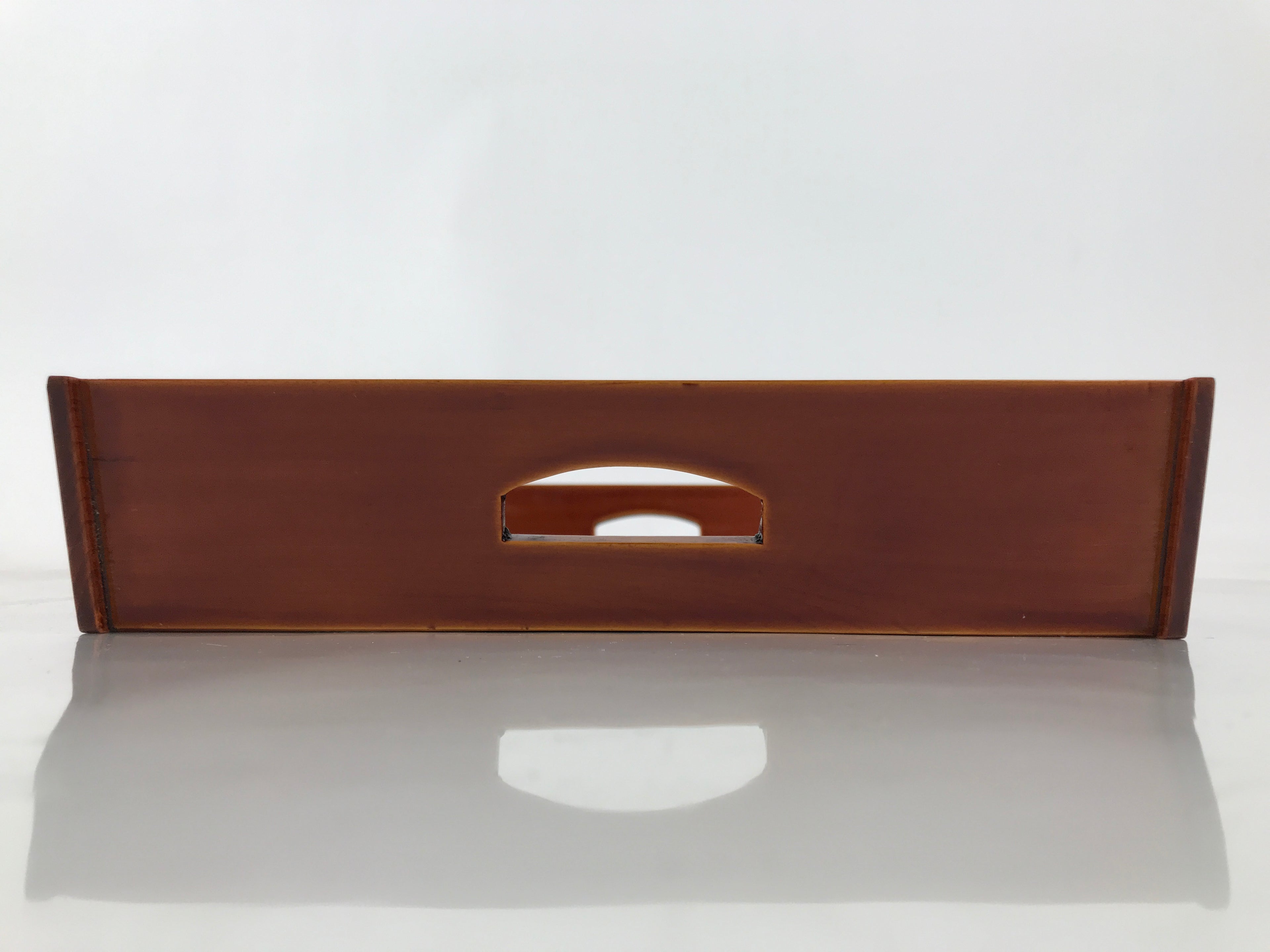 Japanese Lacquered Wood Serving Tray Vtg Hida Shunkei Rectangle Brown Wavy L488