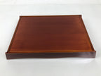 Japanese Lacquered Wood Serving Tray Vtg Hida Shunkei Rectangle Brown Wavy L488