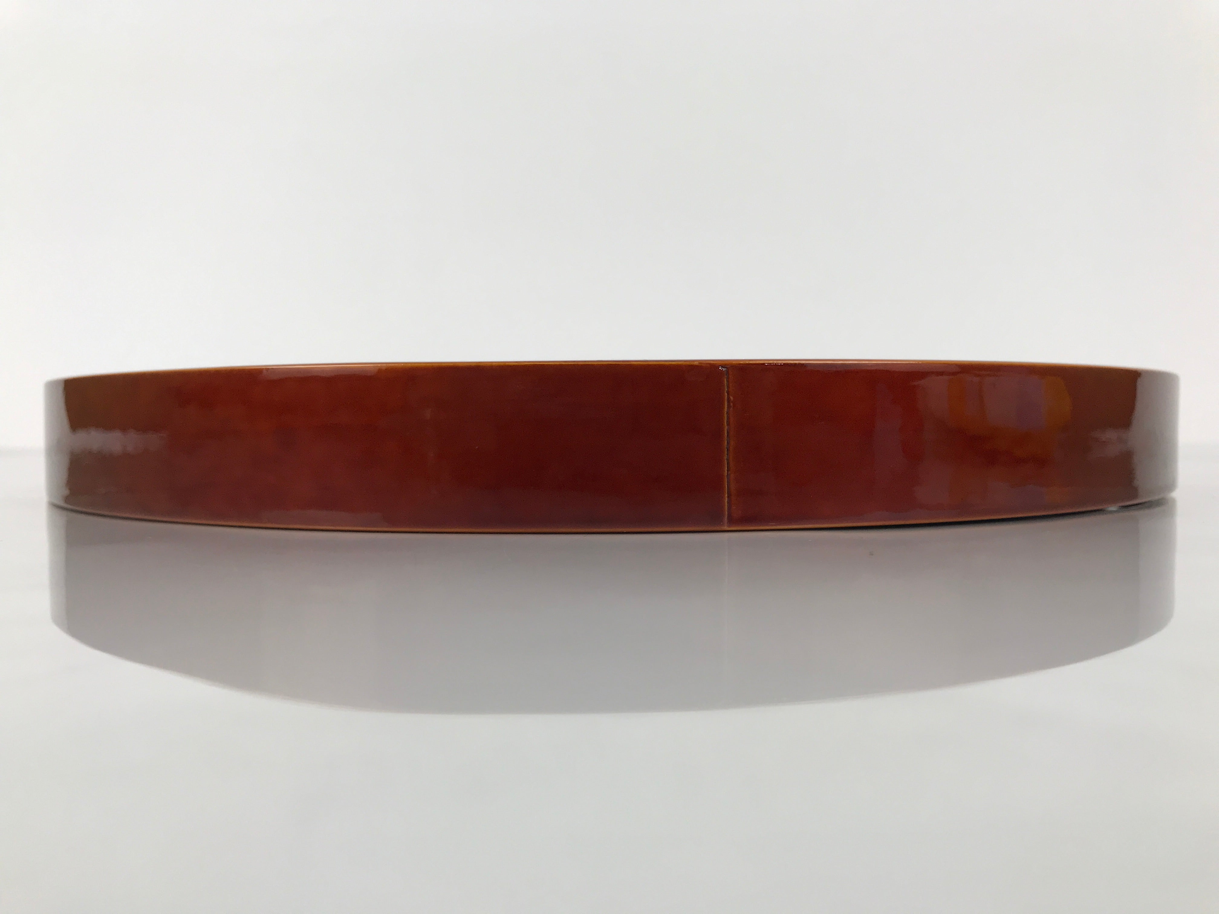 Japanese Lacquered Wood Serving Tray Vtg Hida Shunkei Round Brown Grain L550