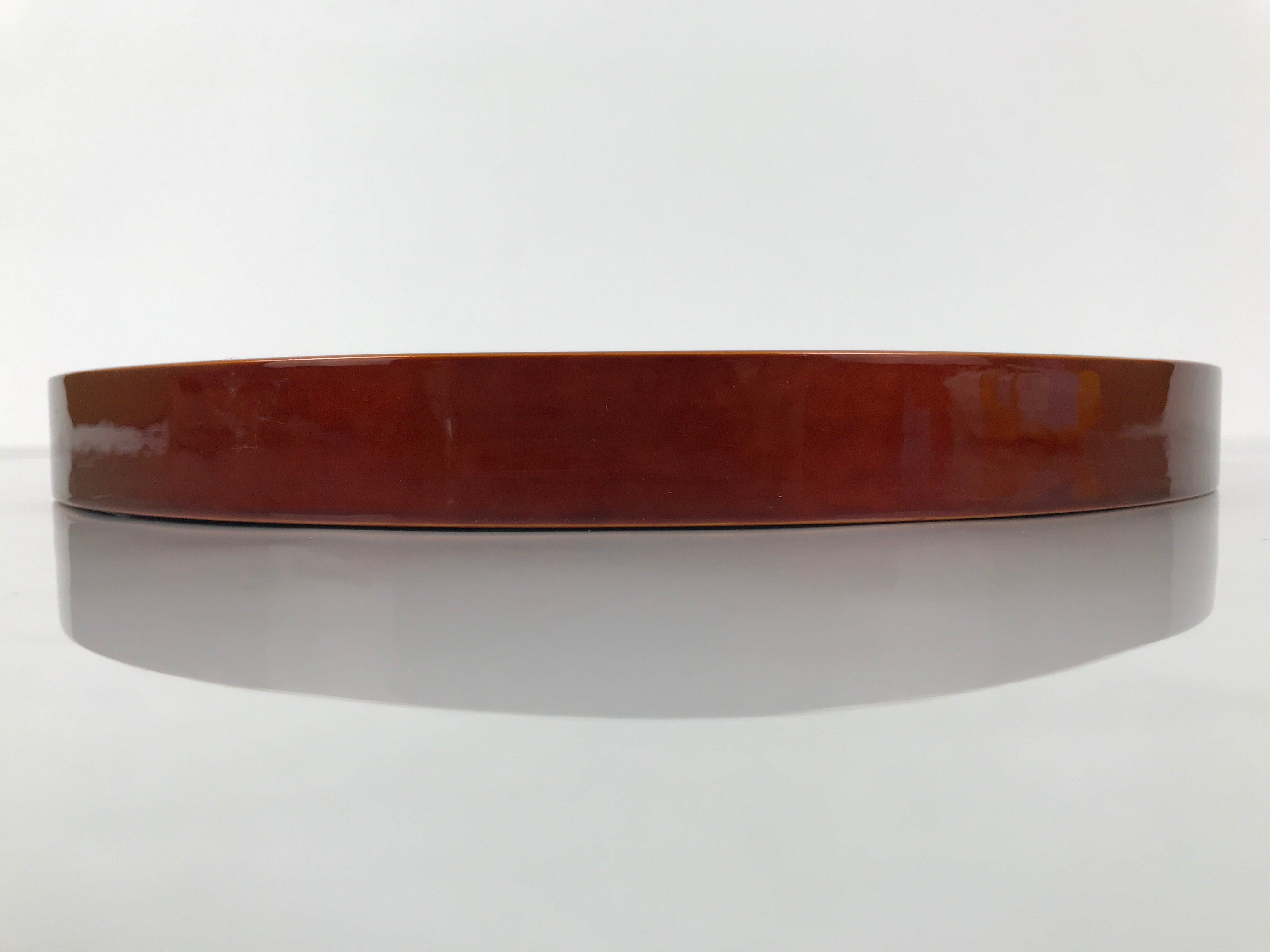 Japanese Lacquered Wood Serving Tray Vtg Hida Shunkei Round Brown Grain L550