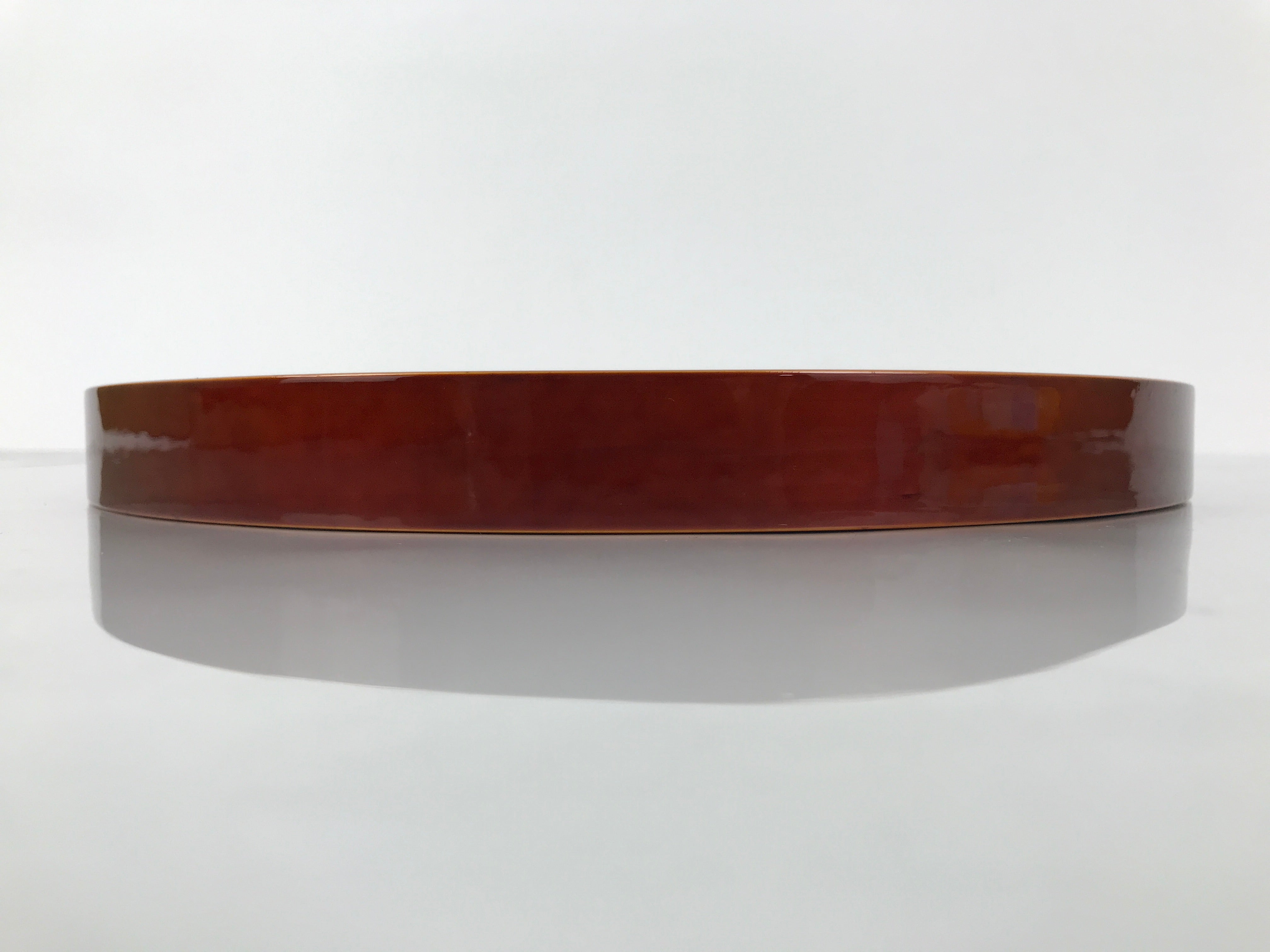 Japanese Lacquered Wood Serving Tray Vtg Hida Shunkei Round Brown Grain L550