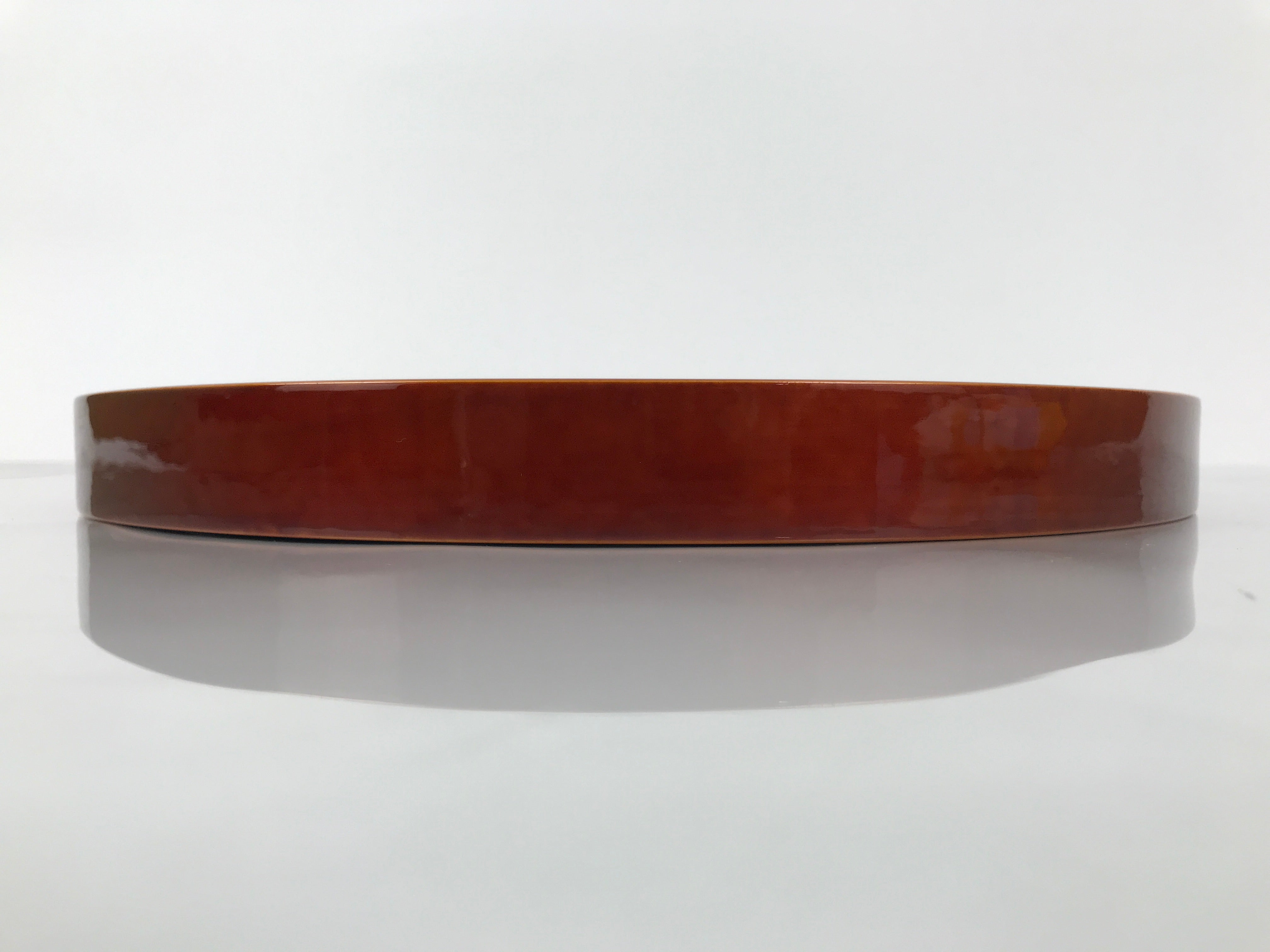 Japanese Lacquered Wood Serving Tray Vtg Hida Shunkei Round Brown Grain L550