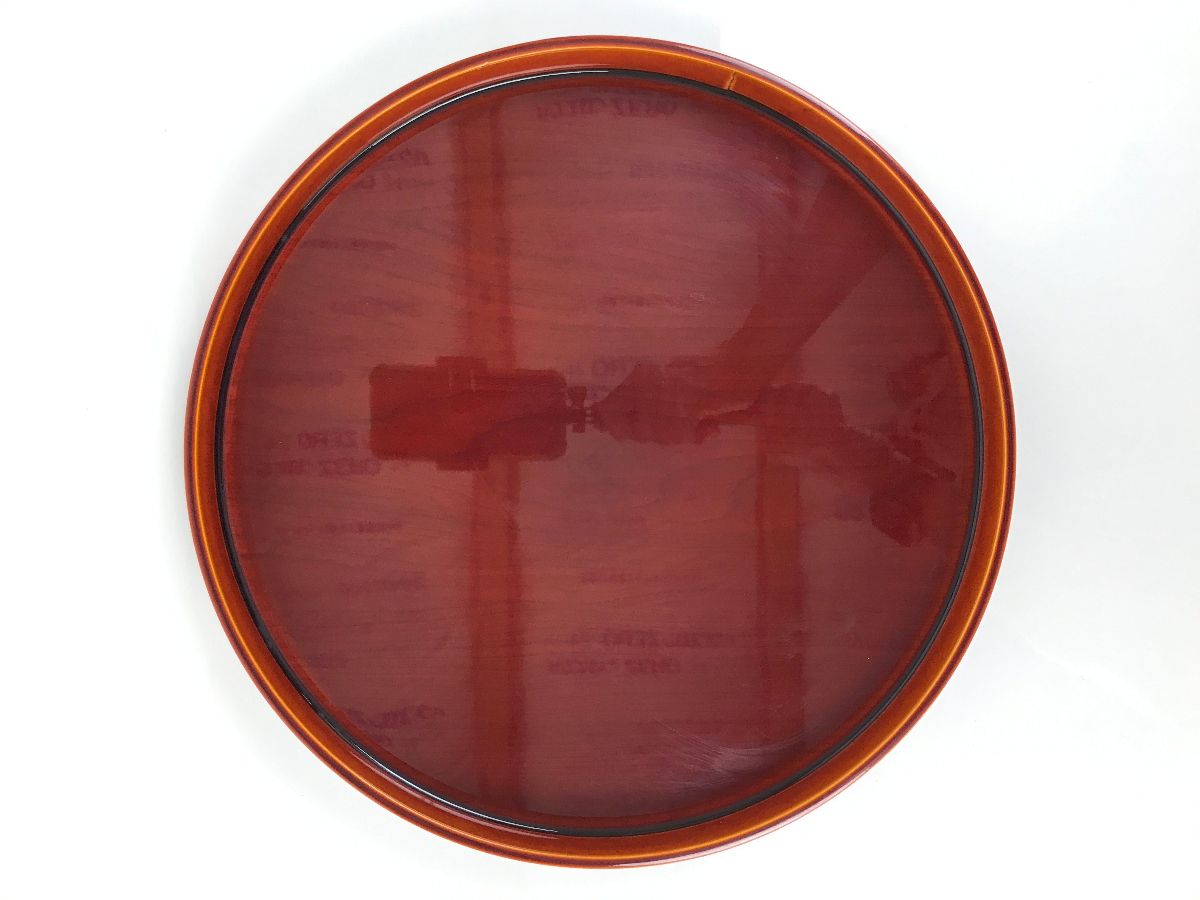 Japanese Lacquered Wood Serving Tray Vtg Hida Shunkei Round Brown Grain L550