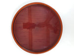 Japanese Lacquered Wood Serving Tray Vtg Hida Shunkei Round Brown Grain L550