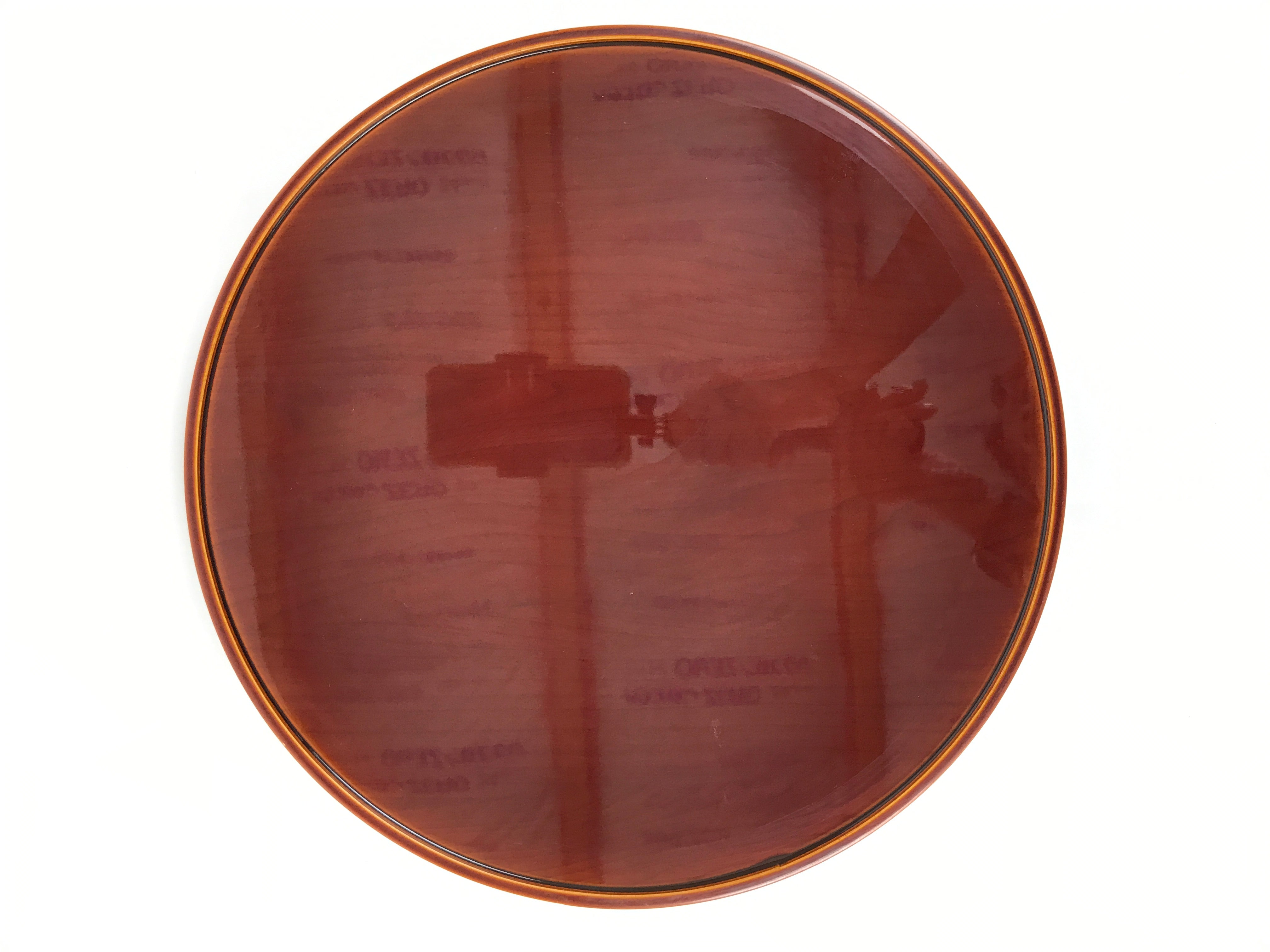 Japanese Lacquered Wood Serving Tray Vtg Hida Shunkei Round Brown Grain L550