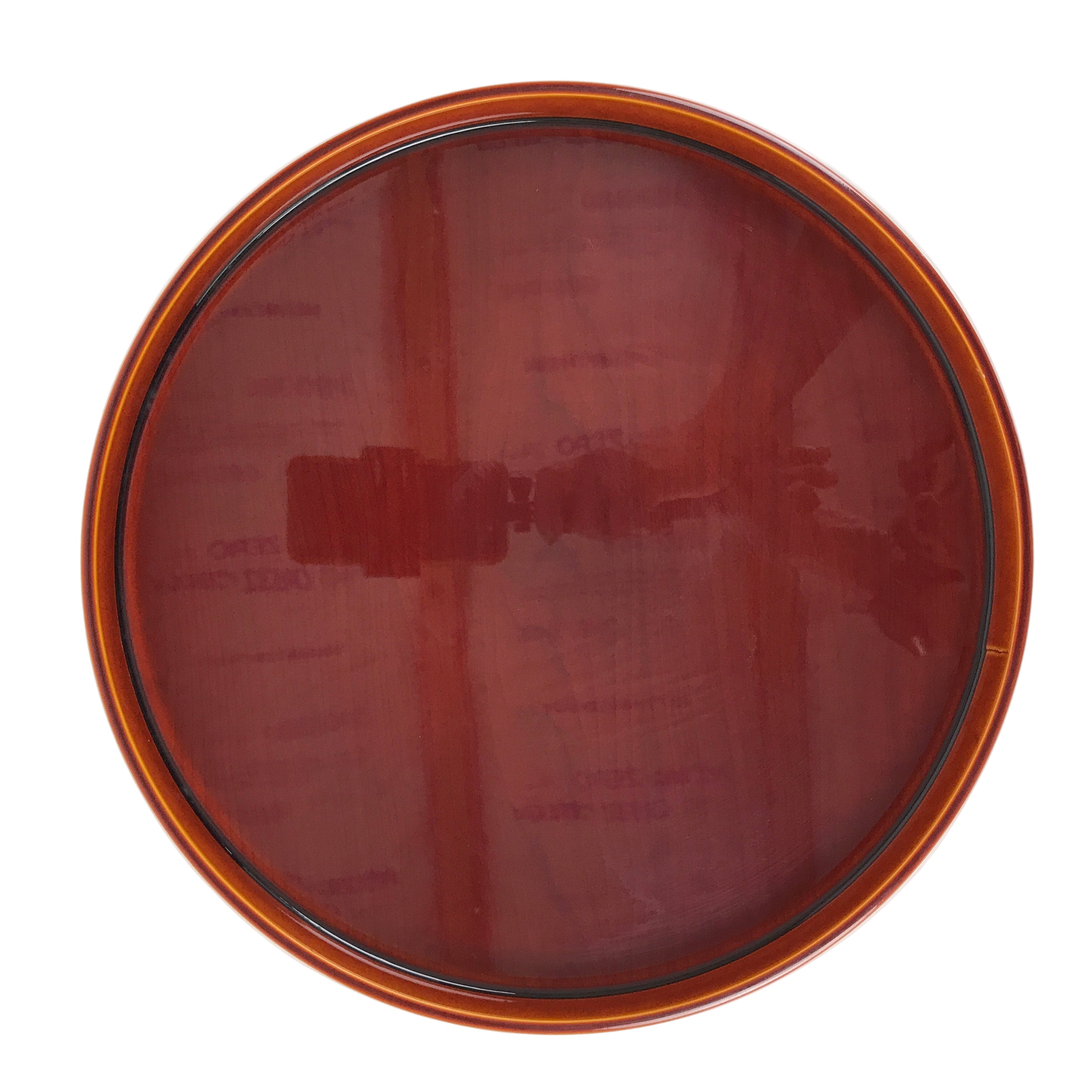 Japanese Lacquered Wood Serving Tray Vtg Hida Shunkei Round Brown Grain L550