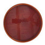 Japanese Lacquered Wood Serving Tray Vtg Hida Shunkei Round Brown Grain L550