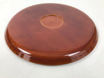 Japanese Lacquered Wood Serving Tray Vtg Hida Shunkei Round Brown W/Box LWB168