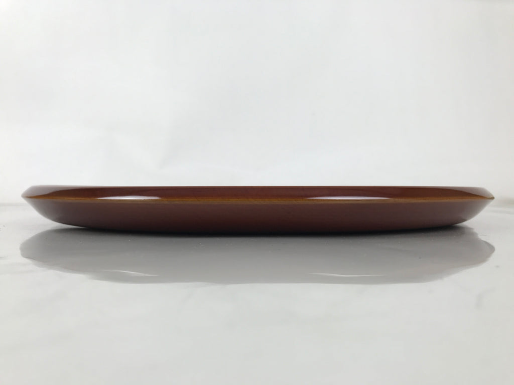 Japanese Lacquered Wood Serving Tray Vtg Hida Shunkei Round Brown W/Box LWB168
