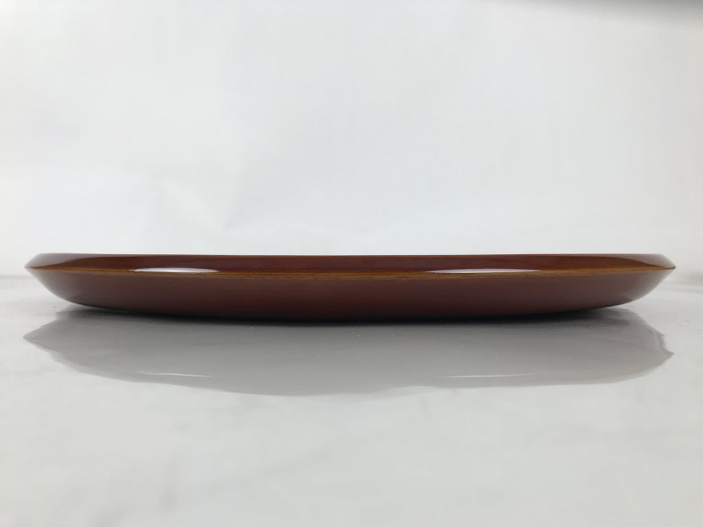 Japanese Lacquered Wood Serving Tray Vtg Hida Shunkei Round Brown W/Box LWB168