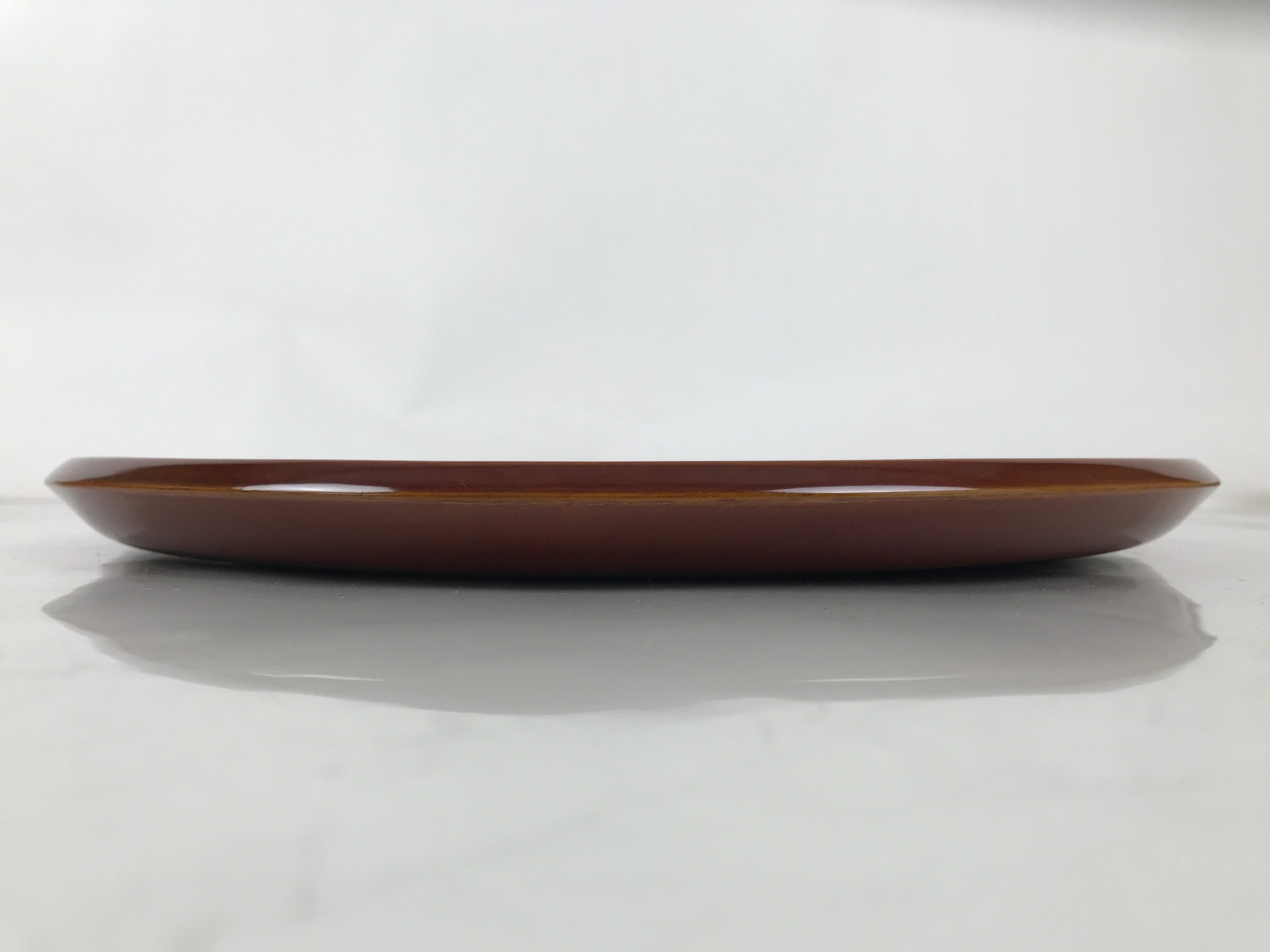 Japanese Lacquered Wood Serving Tray Vtg Hida Shunkei Round Brown W/Box LWB168