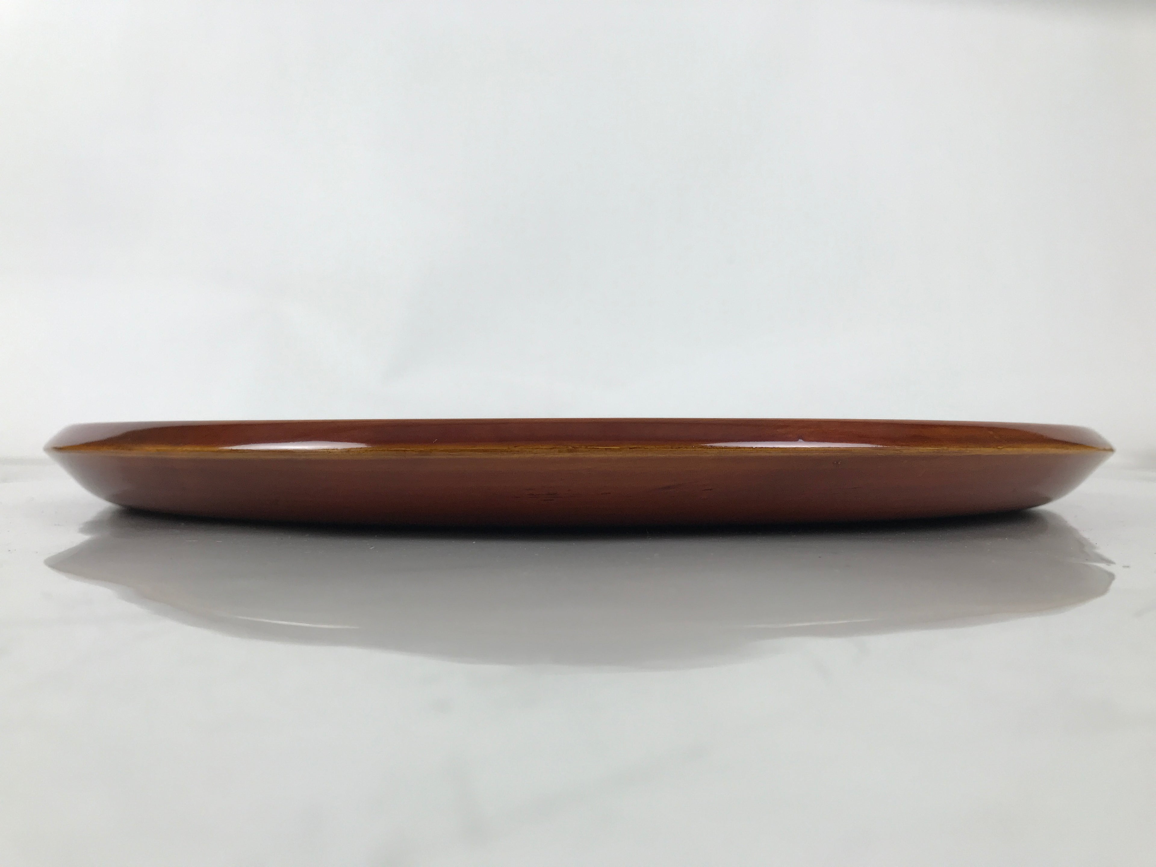 Japanese Lacquered Wood Serving Tray Vtg Hida Shunkei Round Brown W/Box LWB168