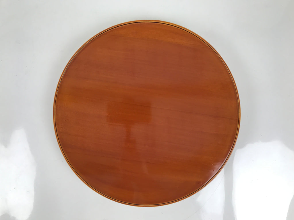 Japanese Lacquered Wood Serving Tray Vtg Hida Shunkei Round Brown W/Box LWB169