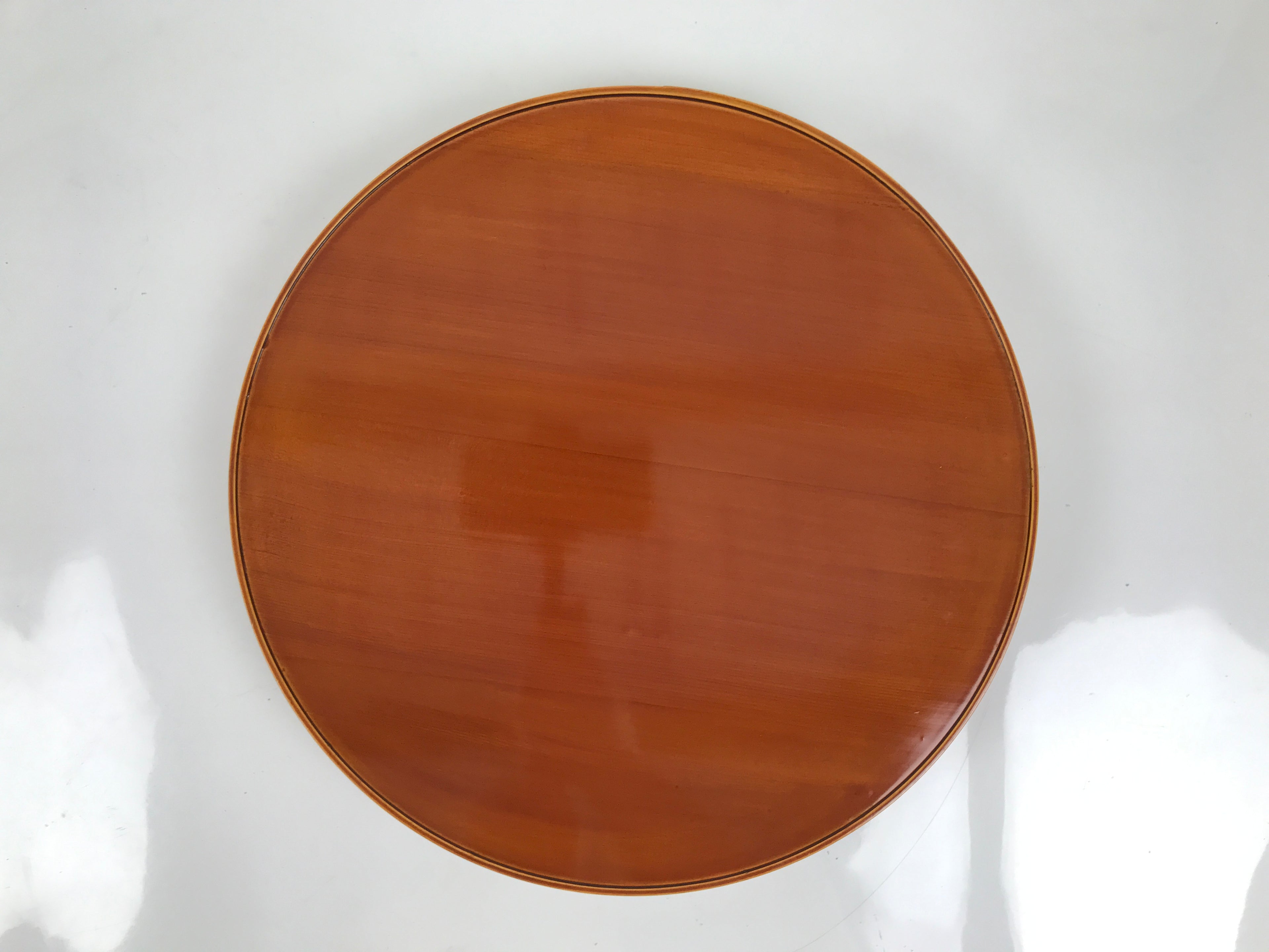 Japanese Lacquered Wood Serving Tray Vtg Hida Shunkei Round Brown W/Box LWB169