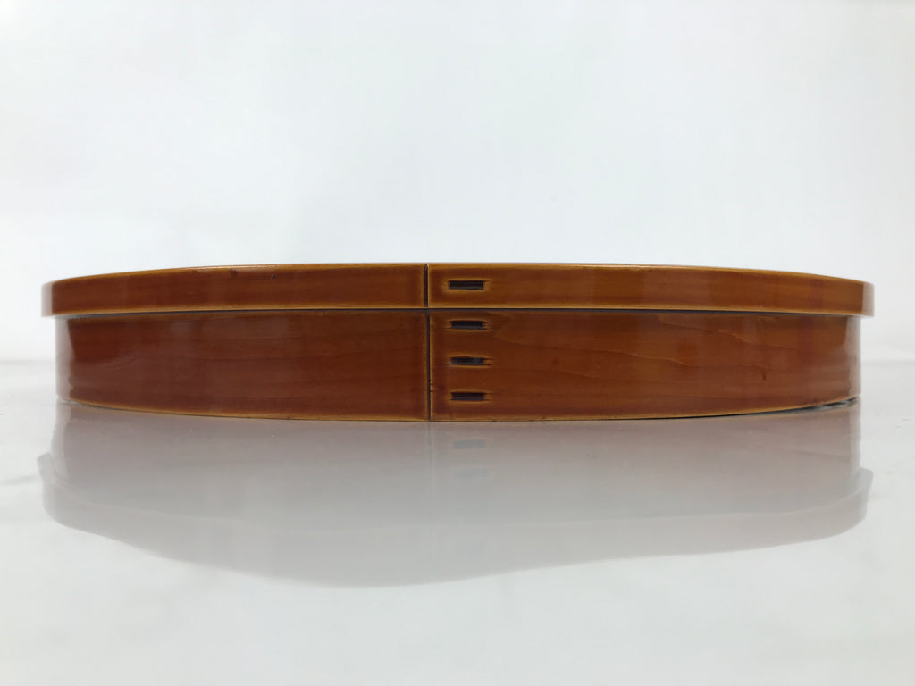 Japanese Lacquered Wood Serving Tray Vtg Hida Shunkei Round Brown W/Box LWB169