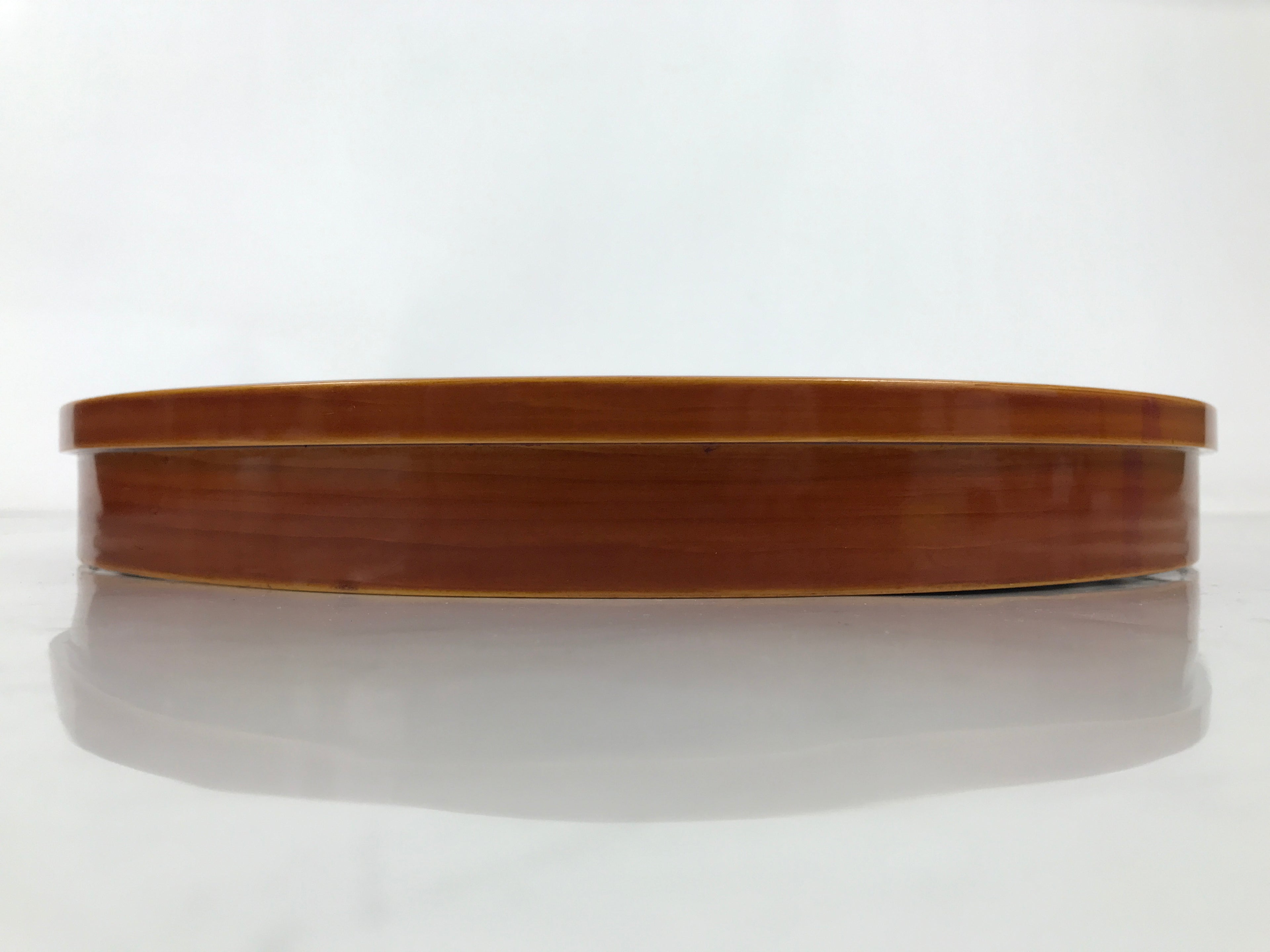 Japanese Lacquered Wood Serving Tray Vtg Hida Shunkei Round Brown W/Box LWB169