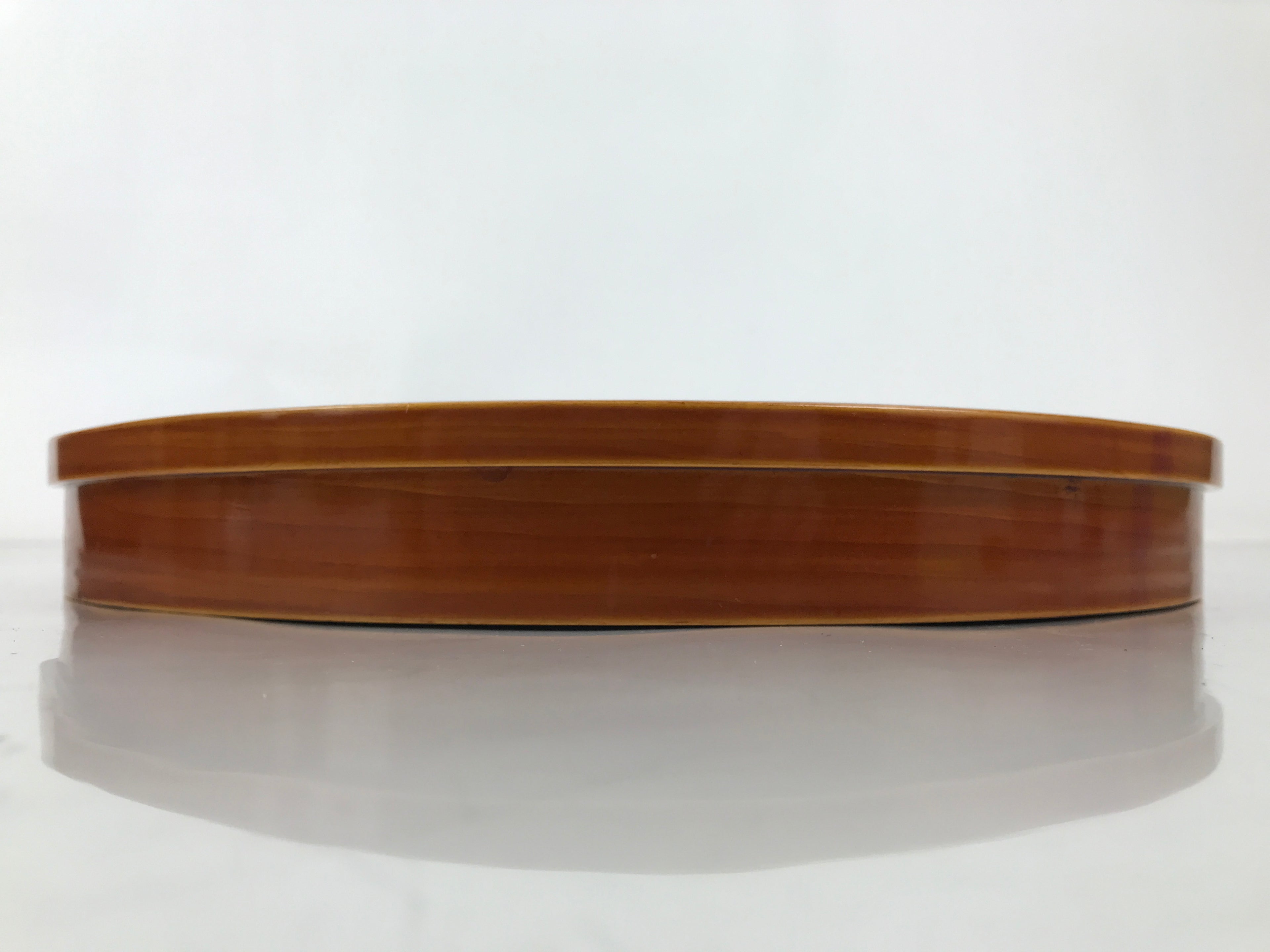 Japanese Lacquered Wood Serving Tray Vtg Hida Shunkei Round Brown W/Box LWB169