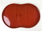 Japanese Lacquered Wood Serving Tray Vtg Obon Hyotan Gourd Shape Red Black LWB87