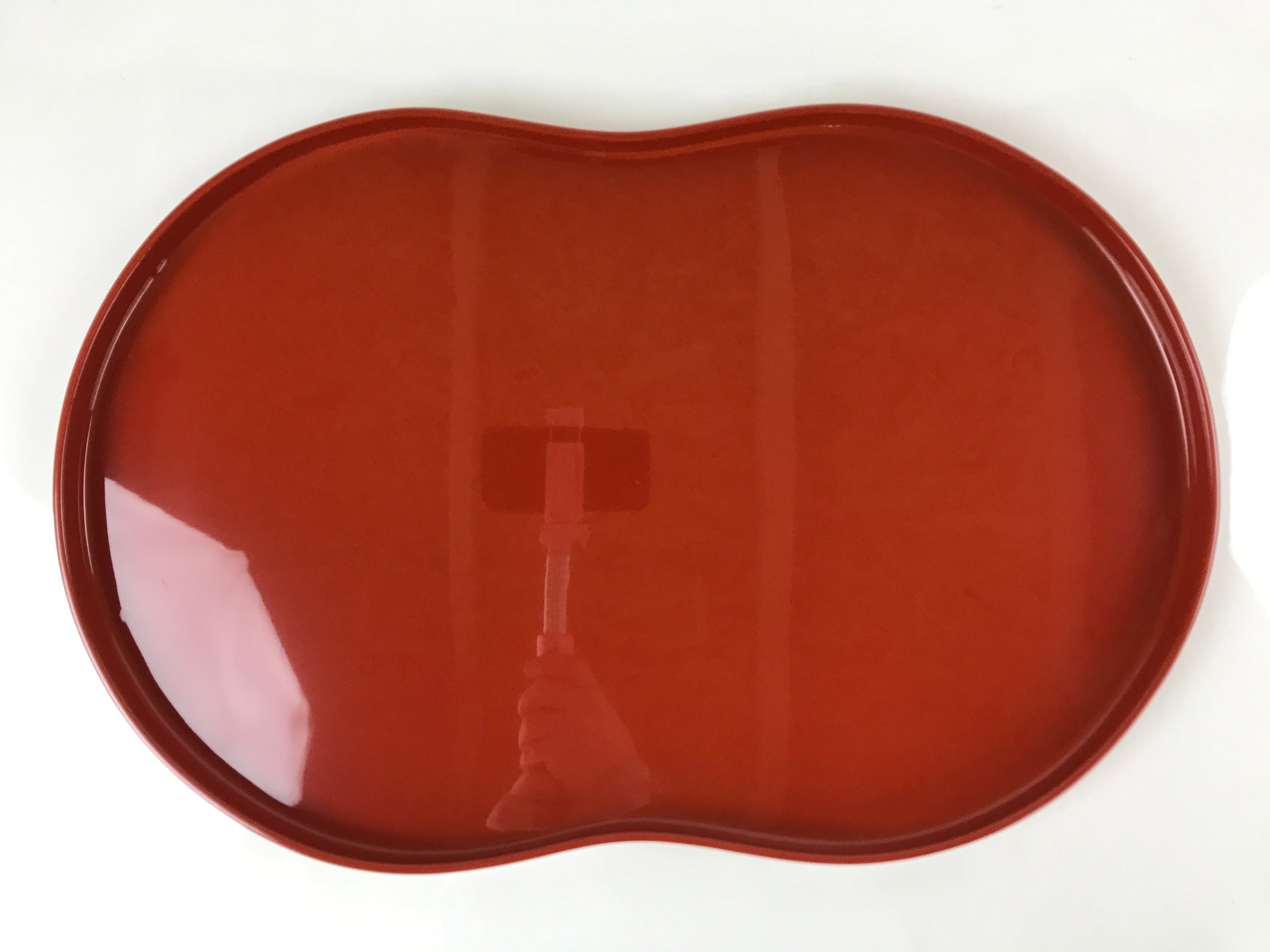 Japanese Lacquered Wood Serving Tray Vtg Obon Hyotan Gourd Shape Red Black LWB87