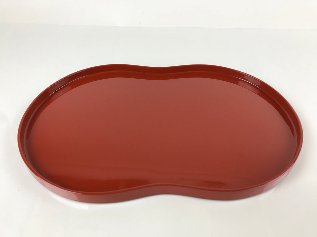 Japanese Lacquered Wood Serving Tray Vtg Obon Hyotan Gourd Shape Red Black LWB87