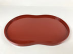 Japanese Lacquered Wood Serving Tray Vtg Obon Hyotan Gourd Shape Red Black LWB87
