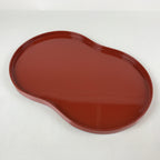 Japanese Lacquered Wood Serving Tray Vtg Obon Hyotan Gourd Shape Red Black LWB87