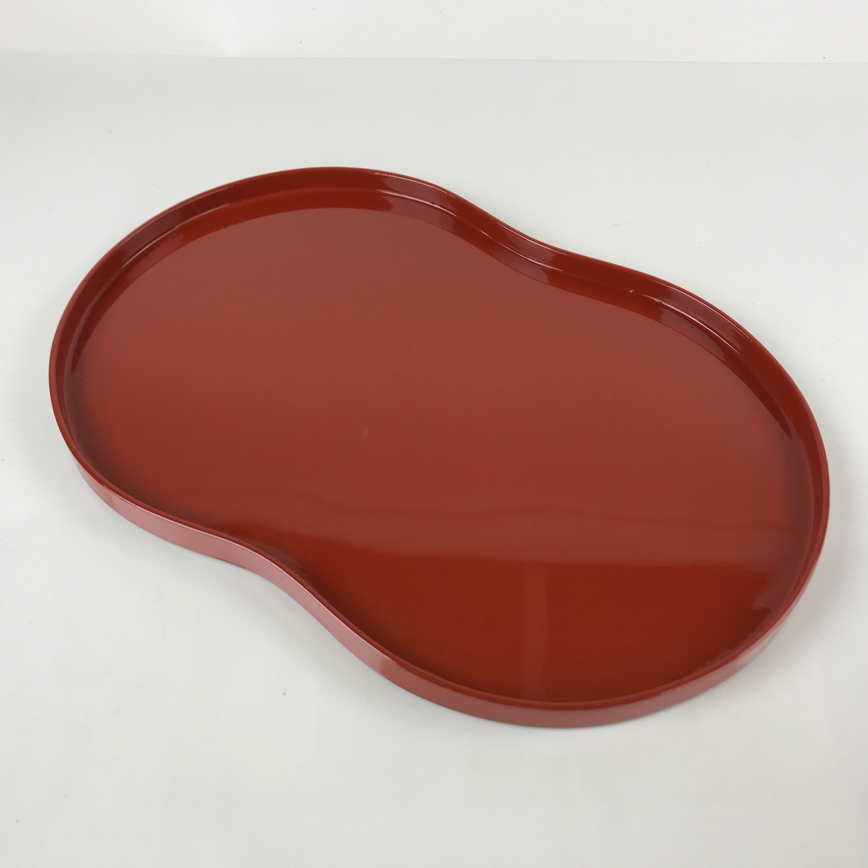 Japanese Lacquered Wood Serving Tray Vtg Obon Hyotan Gourd Shape Red Black LWB87
