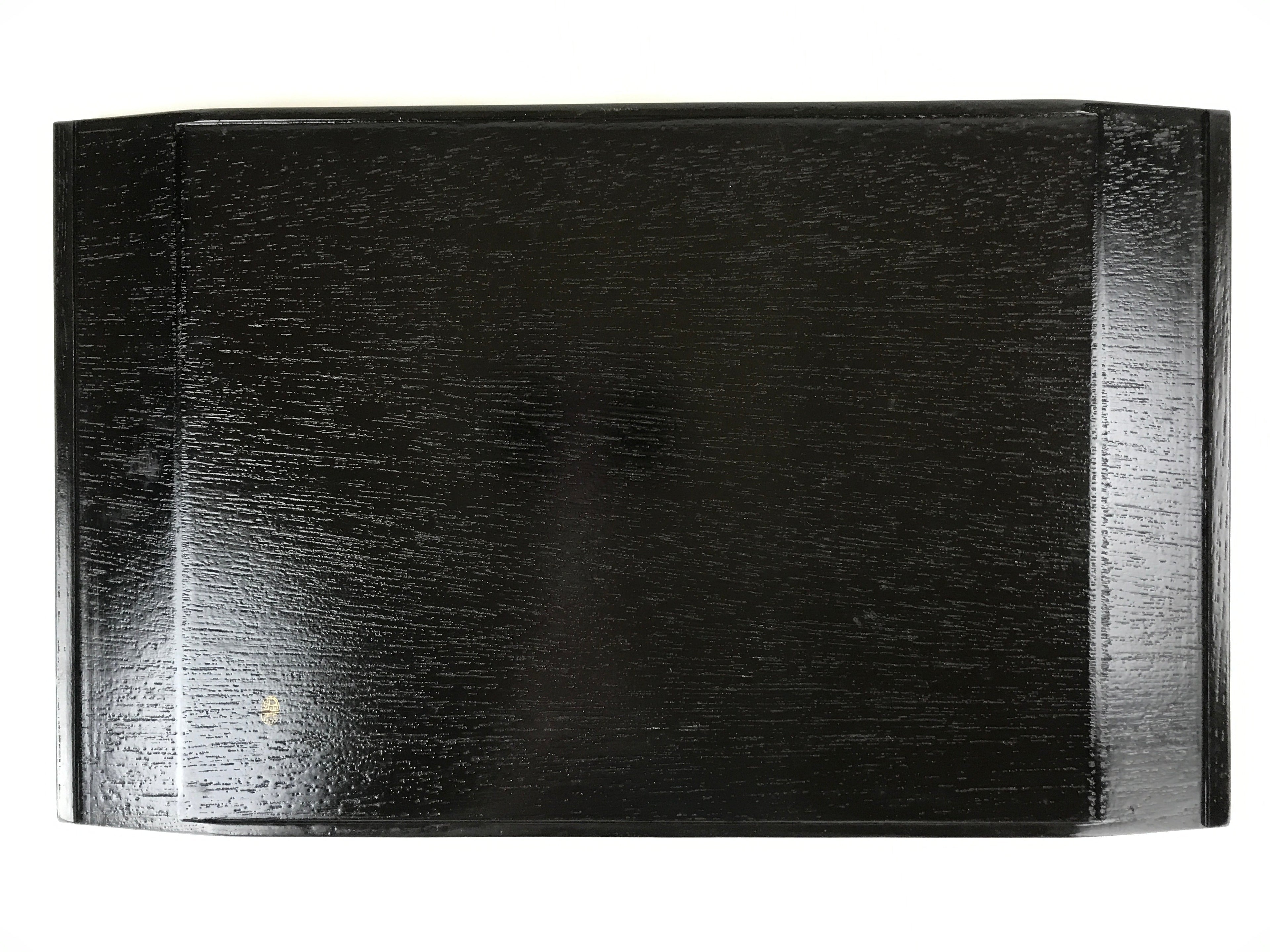 Japanese Lacquered Wood Serving Tray Vtg Obon Pine Matsuba Makie Black LWB88