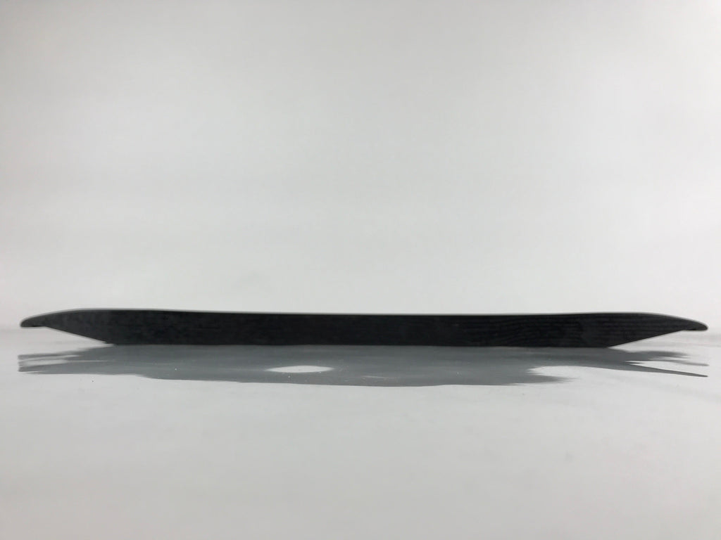 Japanese Lacquered Wood Serving Tray Vtg Obon Pine Matsuba Makie Black LWB88