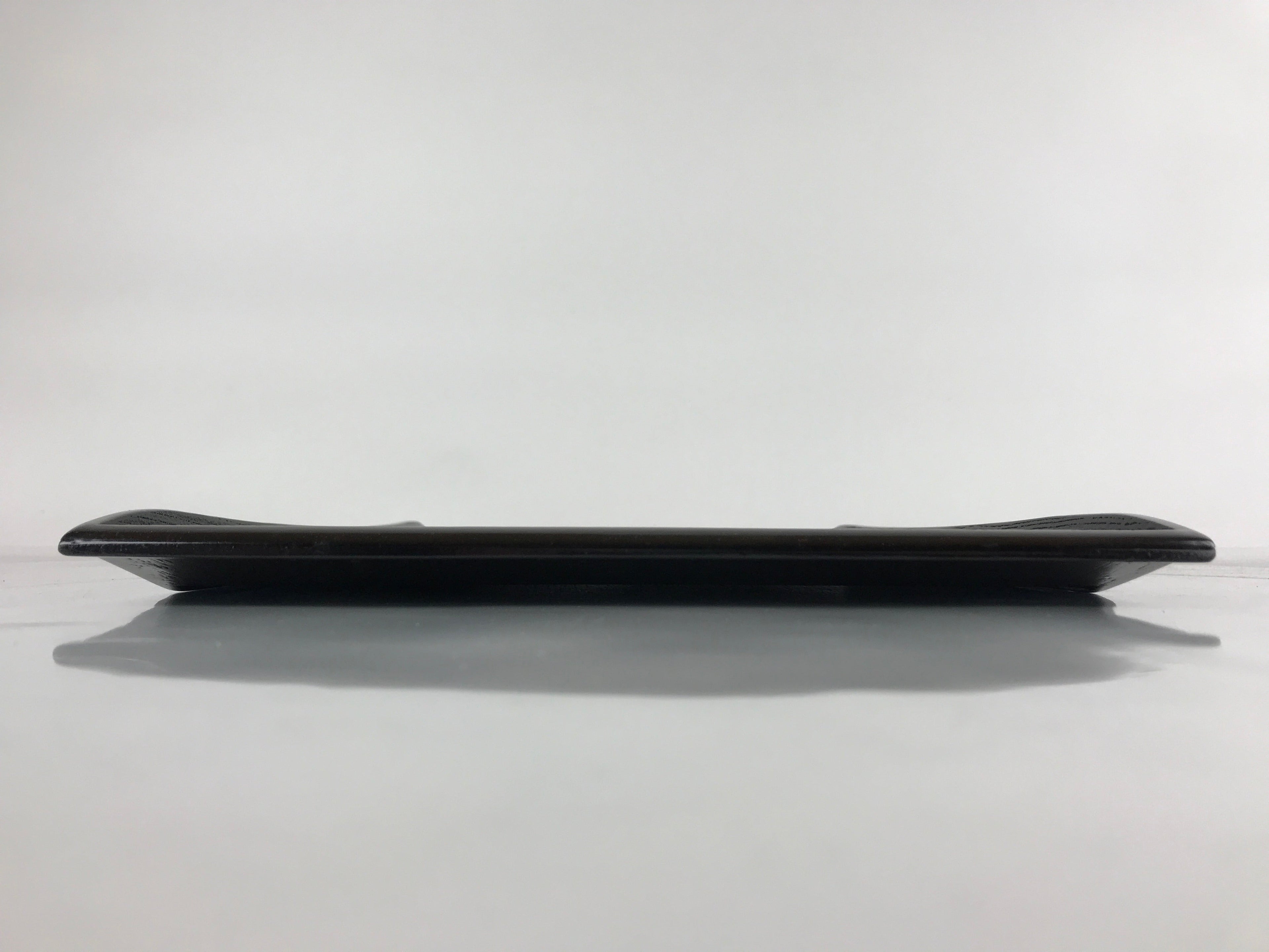 Japanese Lacquered Wood Serving Tray Vtg Obon Pine Matsuba Makie Black LWB88