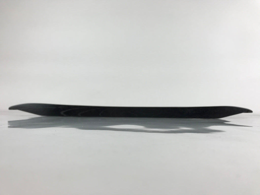 Japanese Lacquered Wood Serving Tray Vtg Obon Pine Matsuba Makie Black LWB88