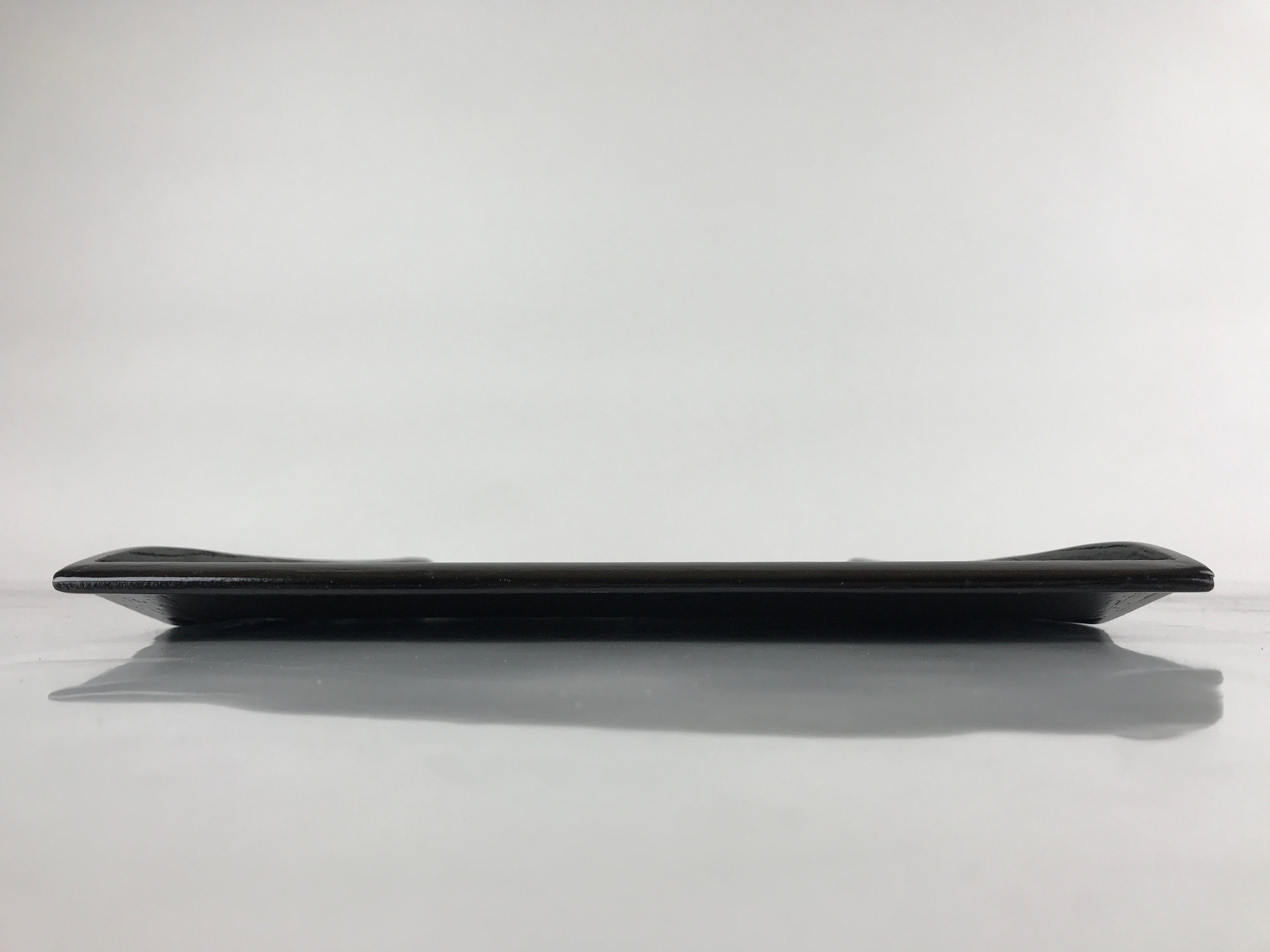Japanese Lacquered Wood Serving Tray Vtg Obon Pine Matsuba Makie Black LWB88