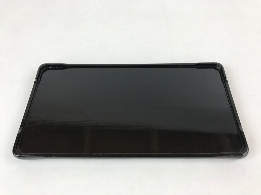 Japanese Lacquered Wood Serving Tray Vtg Small Rectangular Black Makie Gold L79