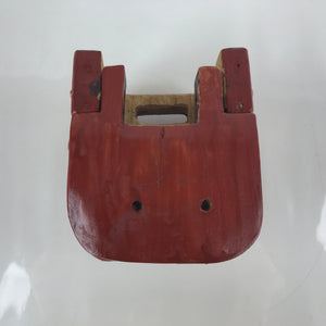 Japanese Lacquered Wood Shishi Dancing Lion Dog Mask Vtg Komainu Red Gold OM56