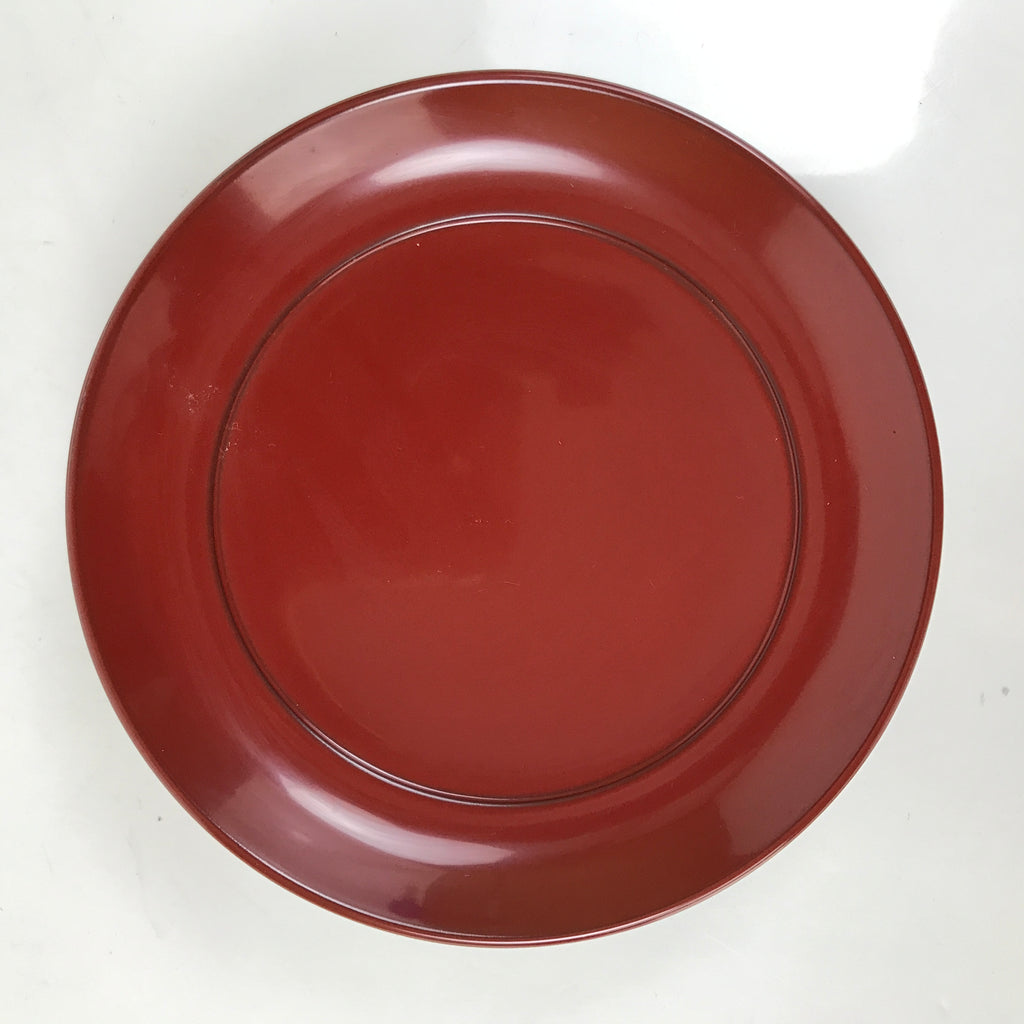 Japanese Lacquered Wood Small Plate Vtg Meimeizara Red Echizen-Nuri Round L395