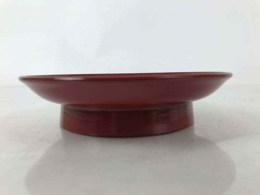 Japanese Lacquered Wood Small Plate Vtg Meimeizara Red Echizen-Nuri Round L396