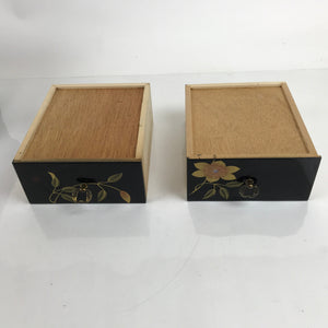 Japanese Lacquered Wood Tansu Storage Chest Vtg Haribako Raden Makie Flower T390