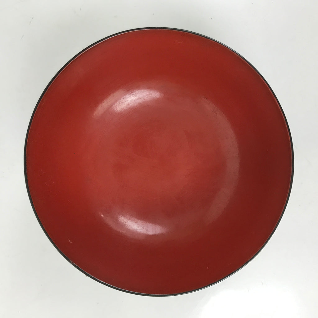 Japanese Lacquered Wooden Bowl Nimonowan Vtg Red Black Owan Wan Shallow LB135