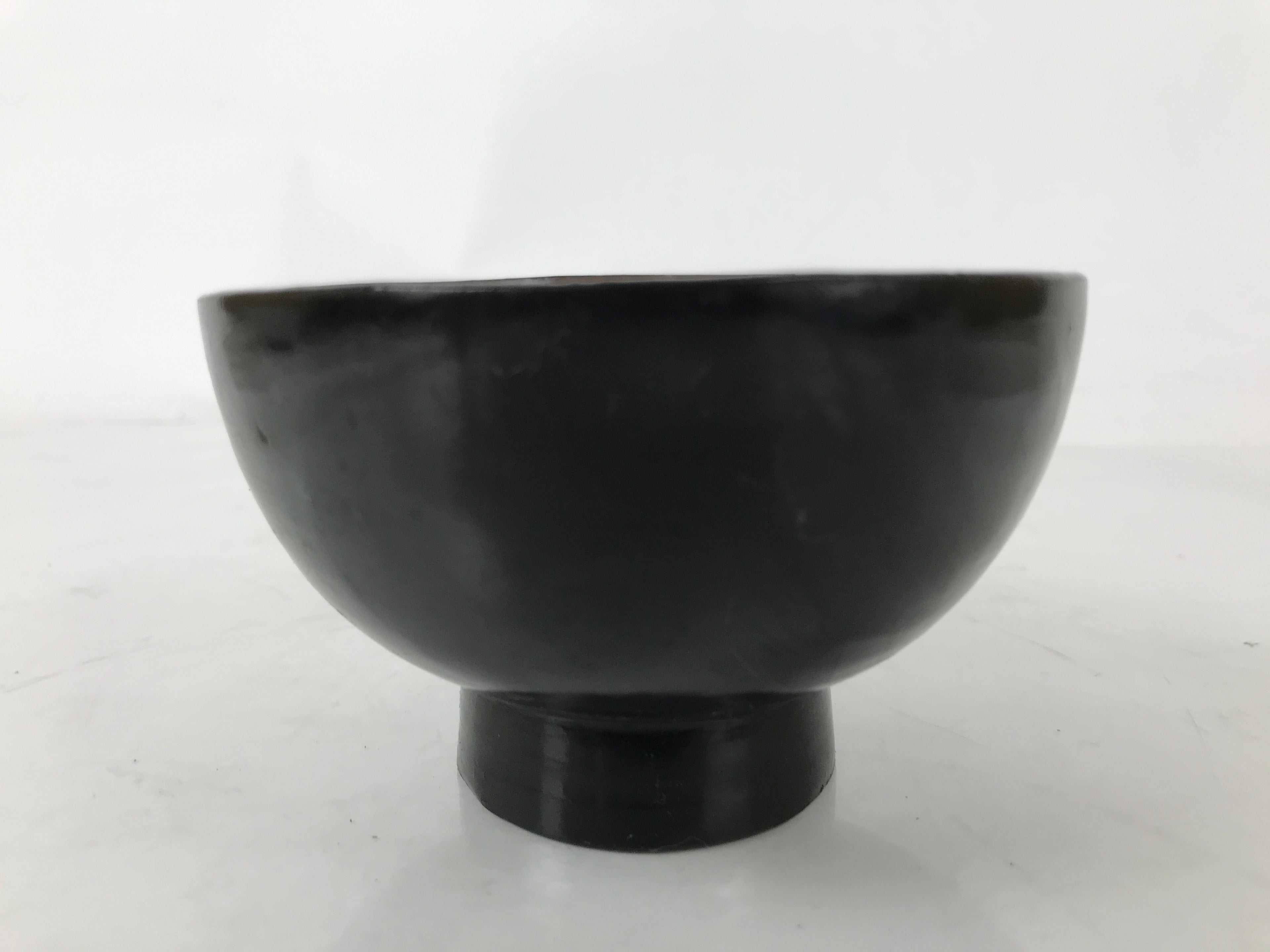 Japanese Lacquered Wooden Bowl Owan Vtg Rice Soup Dish Black Red LB133