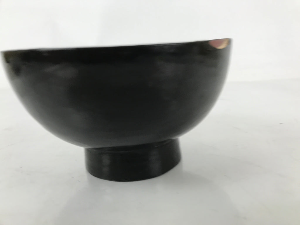 Japanese Lacquered Wooden Bowl Owan Vtg Rice Soup Dish Black Red LB133