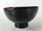 Japanese Lacquered Wooden Bowl Owan Vtg Rice Soup Dish Black Red LB133