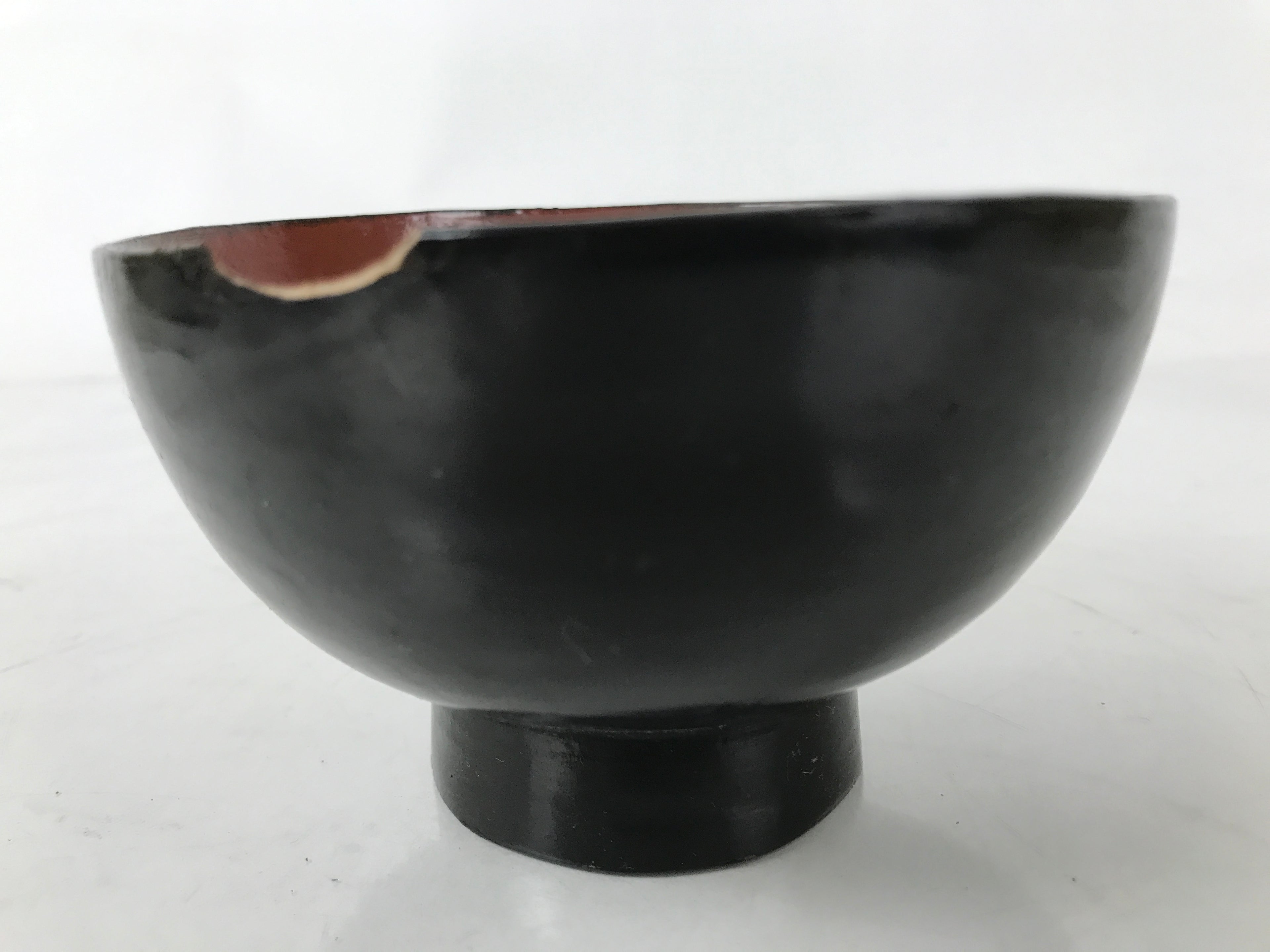 Japanese Lacquered Wooden Bowl Owan Vtg Rice Soup Dish Black Red LB133