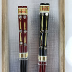 Japanese Lacquered Wooden Chopstick Pair Set Vtg Wakasa Raden Red Black L290