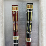 Japanese Lacquered Wooden Chopstick Pair Set Vtg Wakasa Raden Red Black L300